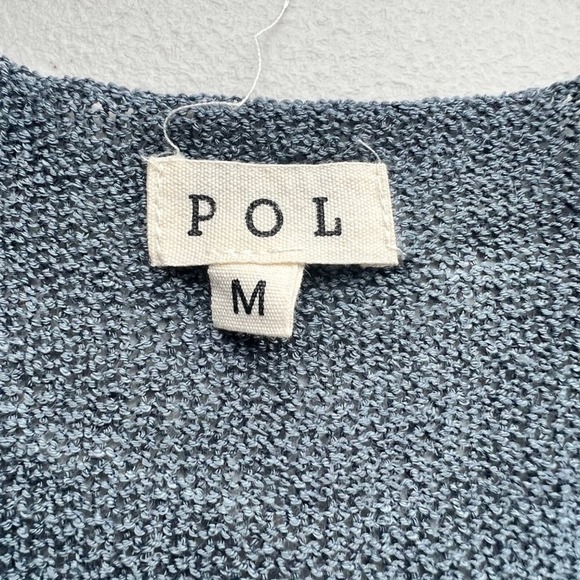 POL Star Knit Sweater Womens Medium Blue White Lightweight Short Sleeve - Picture 7 of 9